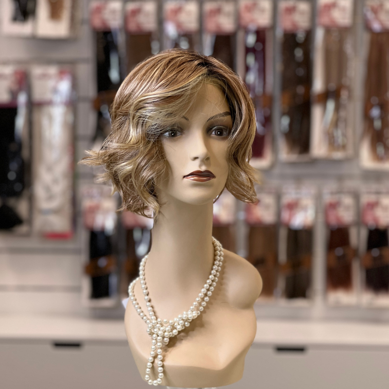 Madrid - Peluca de cabello de fibra "Heat Tech", Mono Part y Lace Front color 12/27/613+4