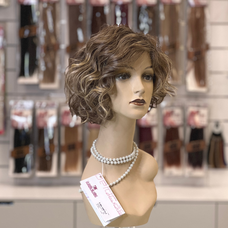 Barcelona - Peluca de cabello de fibra, Mono Part y Lace Front color 14/613+4