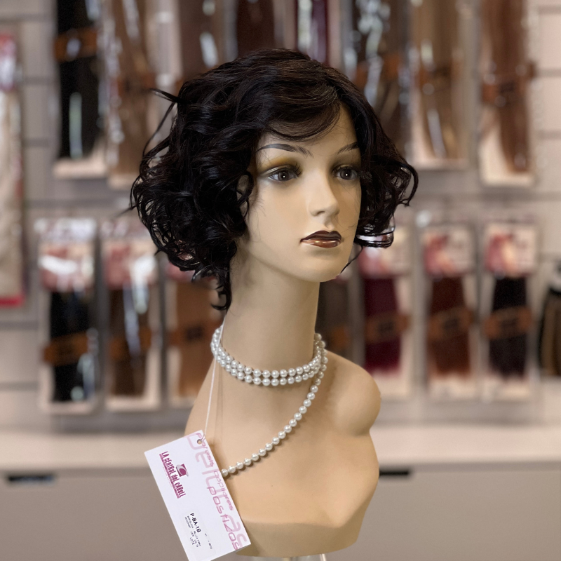 Barcelona - Peluca de cabello de fibra, Mono Part y Lace Front color 1B