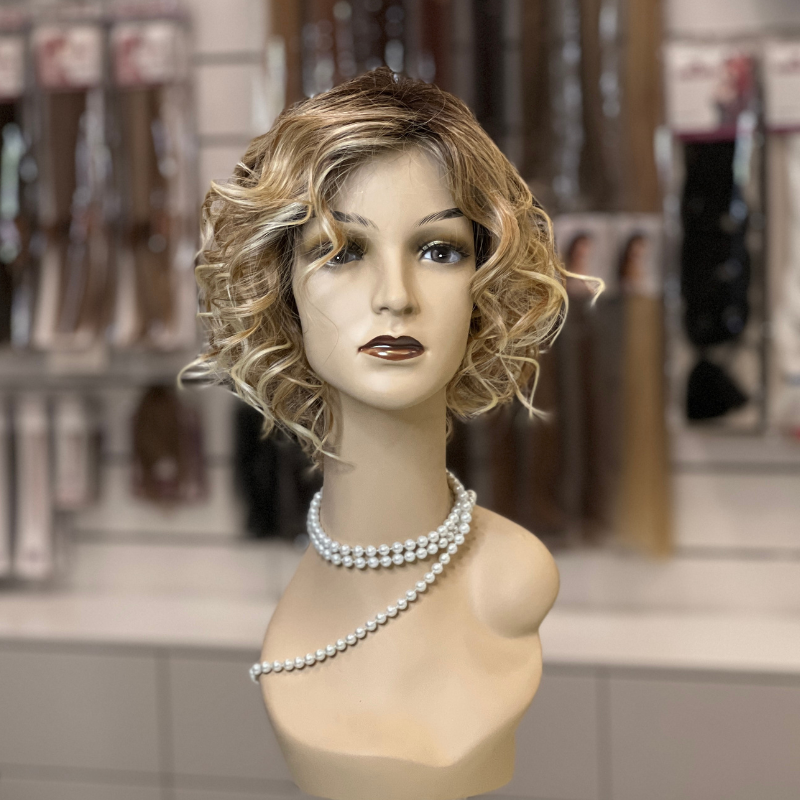 Barcelona - Peluca de cabello de fibra, Mono Part y Lace Front color 22/27+4